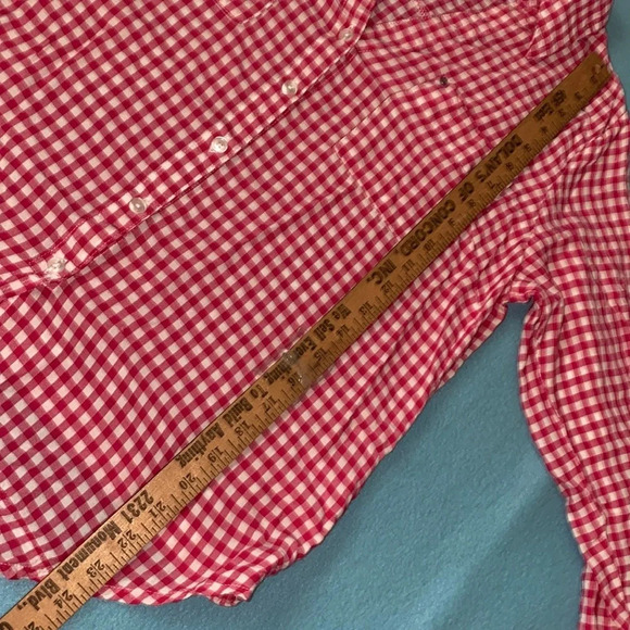 JONES NEW YORK tie front button up long roll up tab sleeve gingham NEW size L - Picture 9 of 12